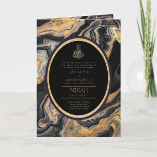 LeahG Black Gold Islamische Hochzeit lädt ein Karte