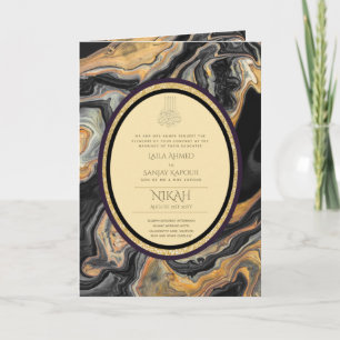 LeahG Black Gold Islamische Hochzeit lädt ein Karte