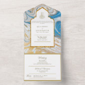 LeahG Blue Islamic Wedding lädt Nikah ein All In One Einladung (Innen Boden)