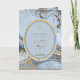 LeahG Blue Islamic Wedding lädt Nikah ein Karte
