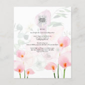 LeahG Blush Pink Calla Lily Wedding Einladung Flor Flyer (Hinten)