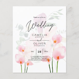 LeahG Blush Pink Calla Lily Wedding Einladung Flor Flyer