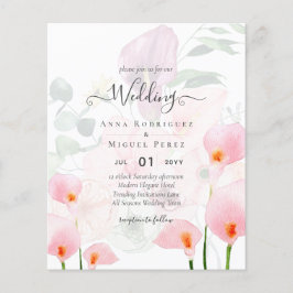 LeahG Blush Pink Calla Lily Wedding Einladung Flor Flyer