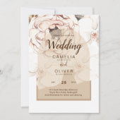 LeahG Blush Pink Champagne Floral Wedding Einladun Einladung (Vorderseite)