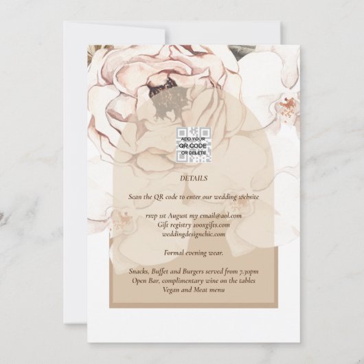 LeahG Blush Pink Champagne Floral Wedding Einladun Einladung (Rückseite)