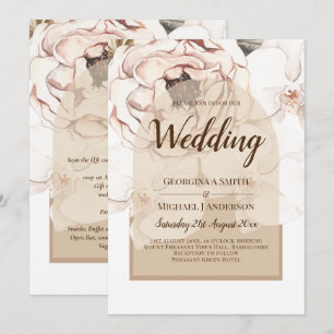 LeahG Blush Pink Champagne Floral Wedding Einladun Einladung