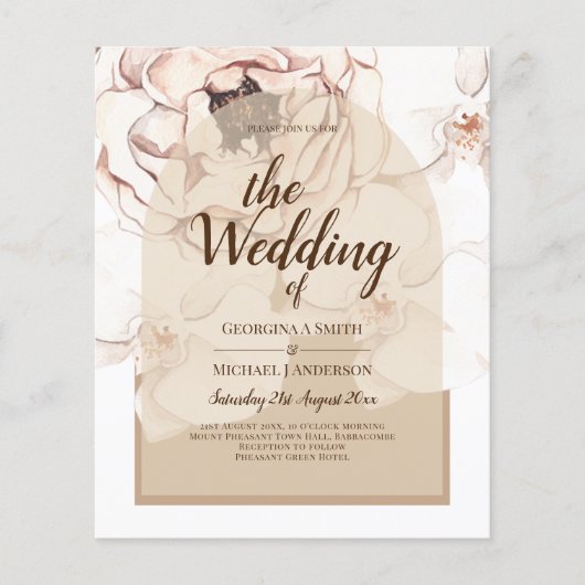 LeahG Blush Pink Champagne Floral Wedding Einladun Flyer (Vorne)