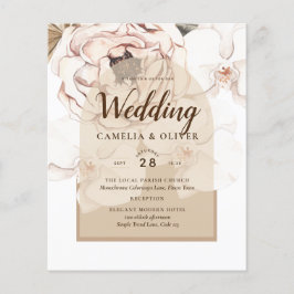 LeahG Blush Pink Champagne Floral Wedding Einladun Flyer