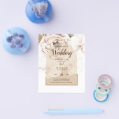LeahG Blush Pink Champagne Floral Wedding Einladun Flyer (Einzeln)
