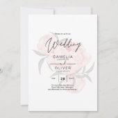 LeahG Blush Pink Floral OVERLAY Text Wedding Einladung (Vorderseite)