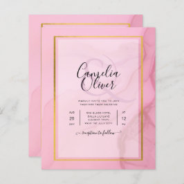 LeahG Blush Pink Gold INK Ombre Wedding INVITE