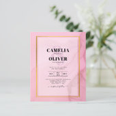 LeahG Blush Pink Gold INK Ombre Wedding INVITE (Stehend Vorderseite)