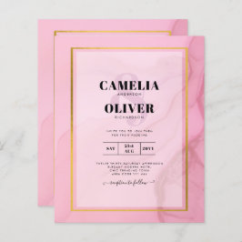 LeahG Blush Pink Gold INK Ombre Wedding INVITE