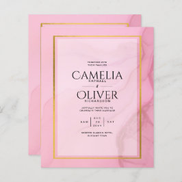 LeahG Blush Pink Gold INK Ombre Wedding INVITE