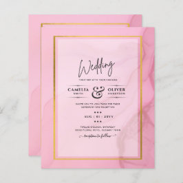 LeahG Blush Pink Gold INK Ombre Wedding INVITE