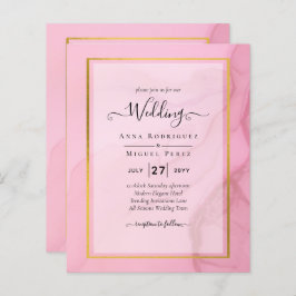 LeahG Blush Pink Gold INK Ombre Wedding INVITE
