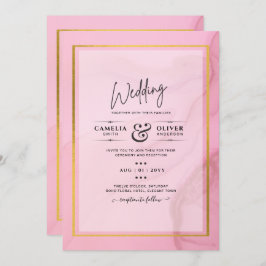 LeahG Blush Pink Gold INK Ombre Wedding INVITE Einladung