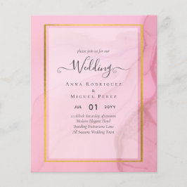 LeahG Blush Pink Gold INK Ombre Wedding INVITE Flyer