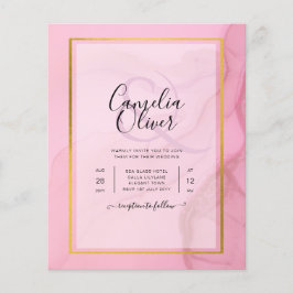 LeahG Blush Pink Gold INK Ombre Wedding INVITE Flyer
