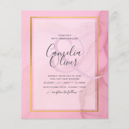 LeahG Blush Pink Gold INK Ombre Wedding INVITE Flyer