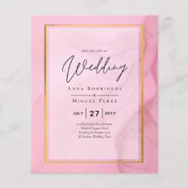 LeahG Blush Pink Gold INK Ombre Wedding INVITE Flyer