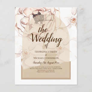 LeahG Blush Rosa Champagner Floral Hochzeitseinlad Flyer
