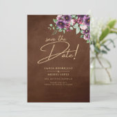 LeahG Brown Berry Plum Lila Wedding Herbst Einladung (Stehend Vorderseite)