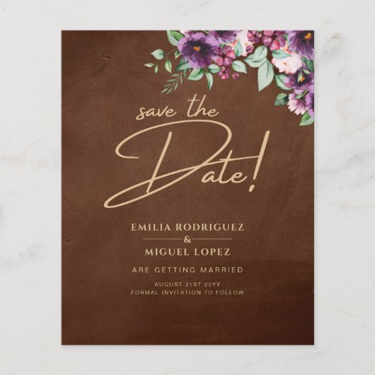 LeahG Brown Berry Plum Lila Wedding Herbst Flyer (Vorne)