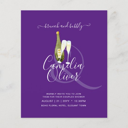 LeahG BUDGET Brunch Bubbly Brautparty Wedding Flyer (Vorne)