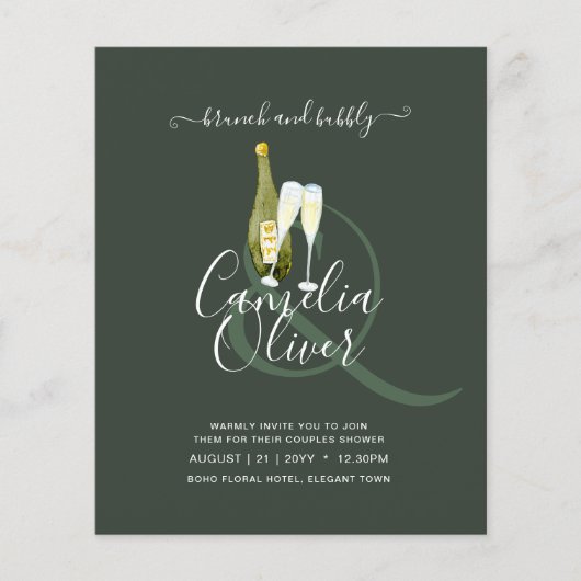 LeahG BUDGET Brunch Bubbly Brautparty Wedding Flyer (Vorne)