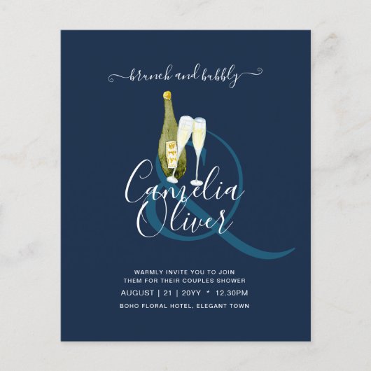 LeahG BUDGET Brunch Bubbly Brautparty Wedding Flyer (Vorne)