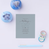 LeahG Budget Dusty Blue Monochrome Wedding Flyer (Einzeln)