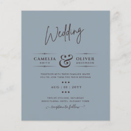 LeahG Budget Dusty Blue Monochrome Wedding Flyer
