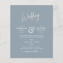 LeahG Budget Dusty Blue Monochrome Wedding Flyer