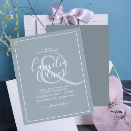 LeahG Budget Dusty Blue Monochrome Wedding Flyer
