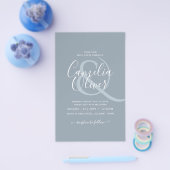 LeahG Budget Dusty Blue Monochrome Wedding Flyer (Einzeln)
