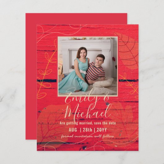 LeahG Budget FOTO Rett Datum Red Gold Blätter (Vorne/Hinten)