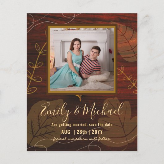 LeahG Budget FOTO Rett Datum Rustische Blätter (Vorderseite)