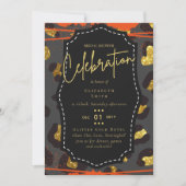 LeahG Budget Glam Chic Brautparty Gold Orange Einladung (Vorderseite)