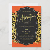 LeahG Budget Glam Chic Brautparty Gold Orange Einladung (Vorderseite)