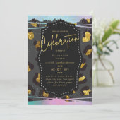 LeahG Budget Glam Chic Brautparty Unicorn Gold Einladung (Stehend Vorderseite)