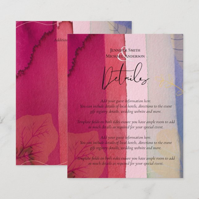 LeahG BUDGET Hochzeit Berry Red Lila Watercolor (Vorne/Hinten)