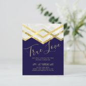 LeahG Budget Navy Gold Art Deco Wedding (Stehend Vorderseite)