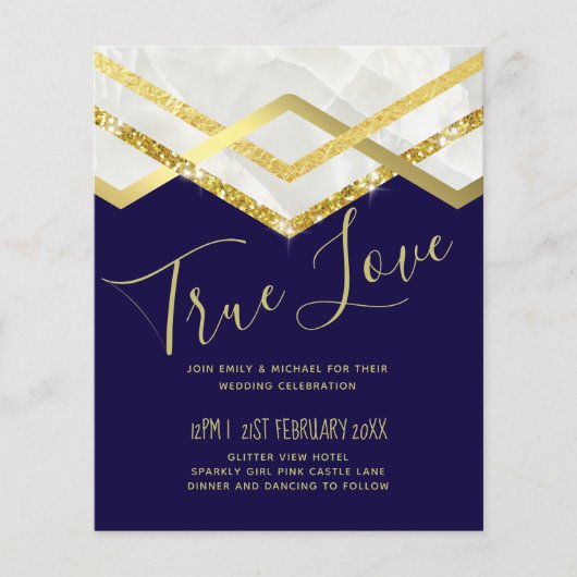 LeahG Budget Navy Gold Art Deco Wedding (Vorderseite)
