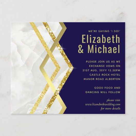LeahG Budget Navy Gold Art Deco Wedding (Vorderseite)
