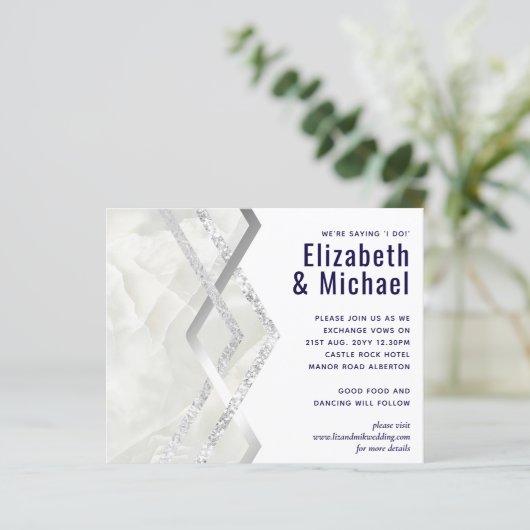 LeahG Budget Navy Silver Deko Wedding (Stehend Vorderseite)