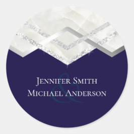 LeahG Budget Navy Silver Deko Wedding Runder Aufkleber