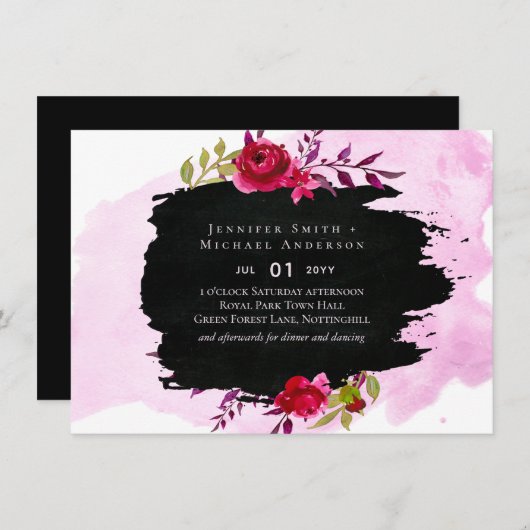 LeahG Budget Pink Rose Black Modern Wedding (Vorne/Hinten)