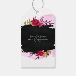 LeahG Budget Pink Rose Black Modern Wedding Geschenkanhänger