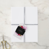 LeahG Budget Pink Rose Black Modern Wedding Geschenkanhänger (Mit Garn)